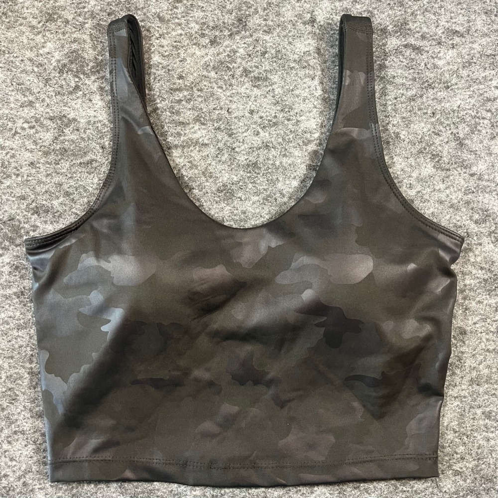Yogalicious Lux Cropped Sports Bra Top Womens S Black Camo Longline Yoga Workout